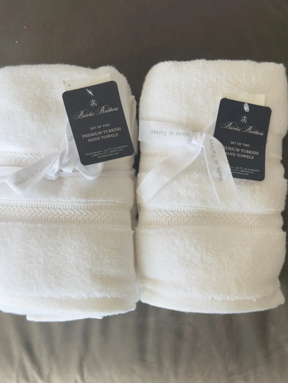 4 Brooks Brothers 100% Turkish Cotton Hand Towels Pure White Plush Set of 4 NEW